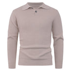 Herren Strickpullover mit modernem Polokragen und funktionalem Knopfverschluss R&B