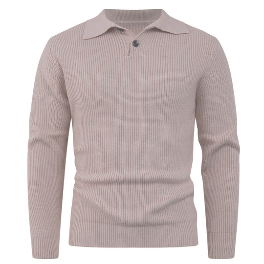 Herren Strickpullover mit modernem Polokragen und funktionalem Knopfverschluss R&B