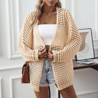 Damen luftige Strickjacke im modernen Netzdesign