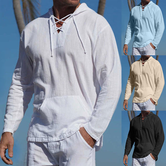 Damen lässiger Langarm-Hoodie mit Kängurutasche und Kapuze R&B