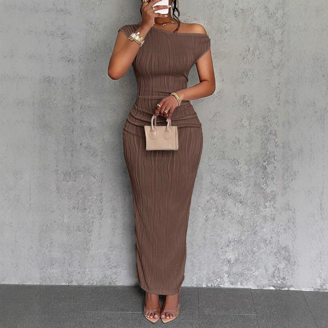 Damen Elegantes figurbetontes Maxikleid mit Raffungen R&B
