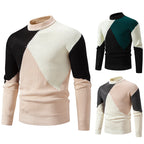 Herren modischer Rollkragenpullover mit grafischem Farbblockdesign R&B