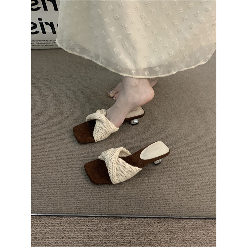 Damen bequeme Zehensandalen mit elegantem geflochtenem Design R&B