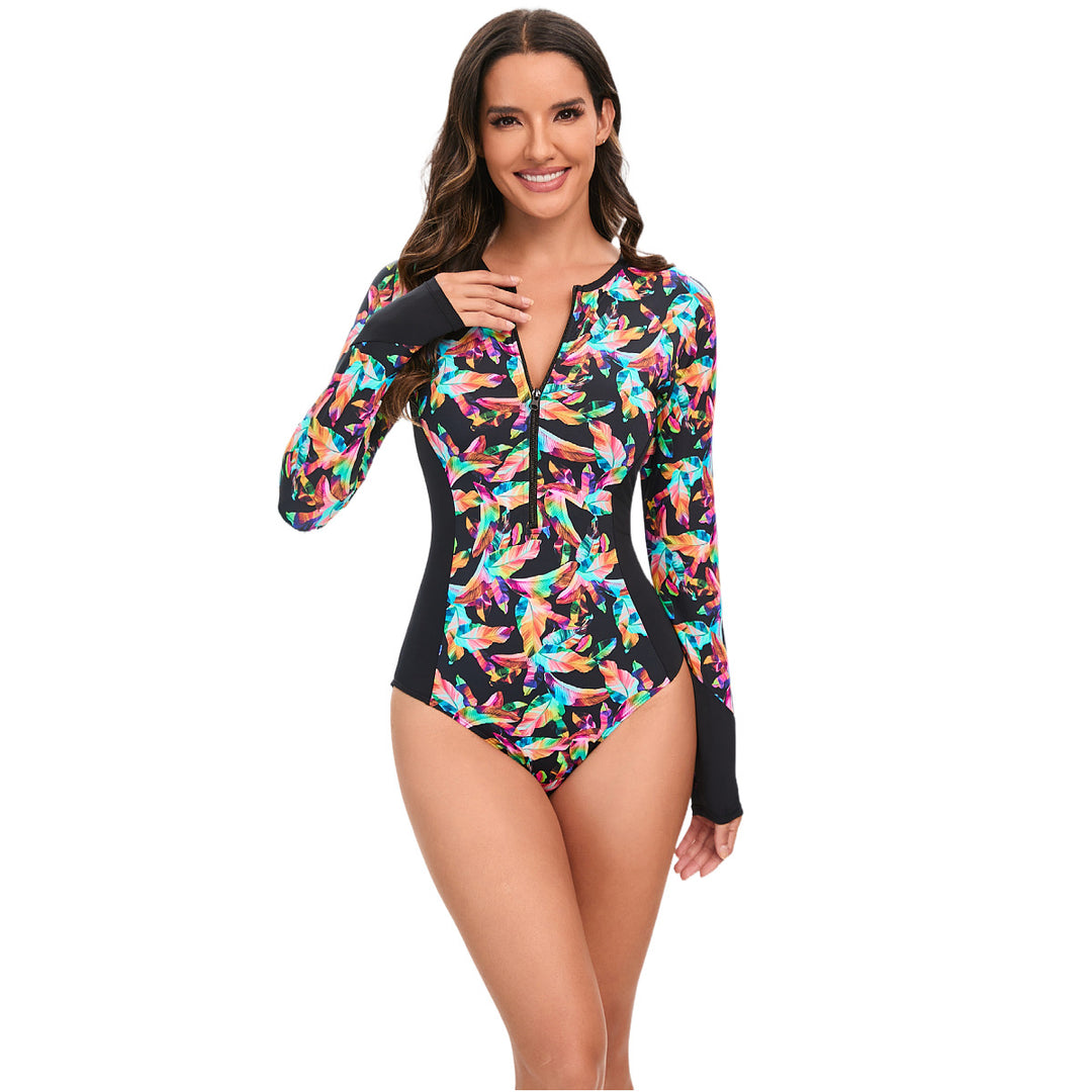 Damen Langarm-Schwimmanzug mit modischem Schnitt R&B