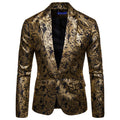 Herren exklusiver Paillettenblazer mit goldenen Verzierungen und modernem Schnitt R&B