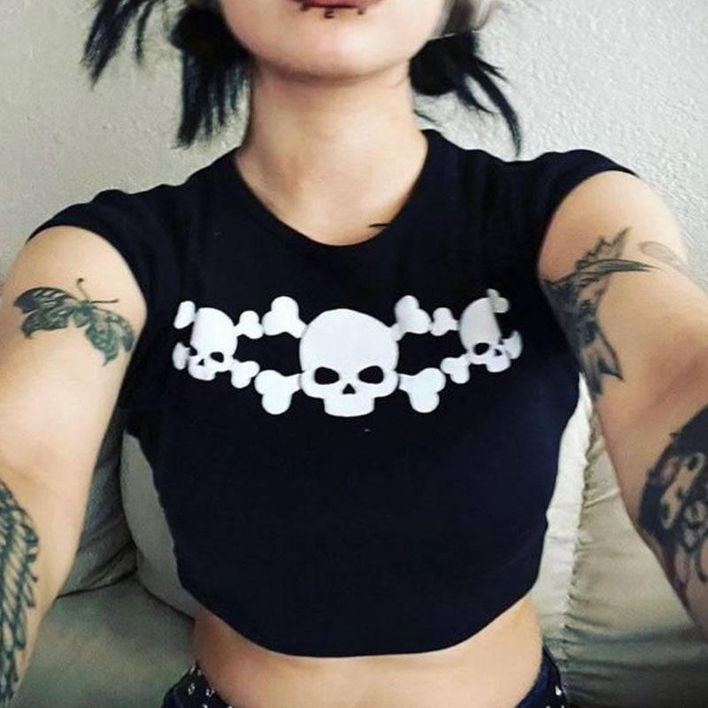 Damen Crop-T-Shirt mit kreativem Nostalgie-Druck und lässigem Schnitt R&B