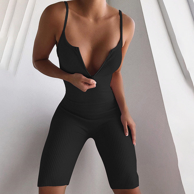 Damen Bodycon-Ripp-Overall R&B