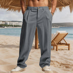 Herren nan lässig-elegante Nadelstreifen-Hose mit Bügelfalte und weitem Bein R&B