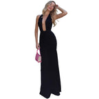 Damen Elegantes Maxikleid mit tiefem V-Ausschnitt und raffinierten Raffungselementen R&B