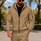 Herren Sportliche Zip-Hoodie mit Innovativen Reißverschlusstaschen R&B