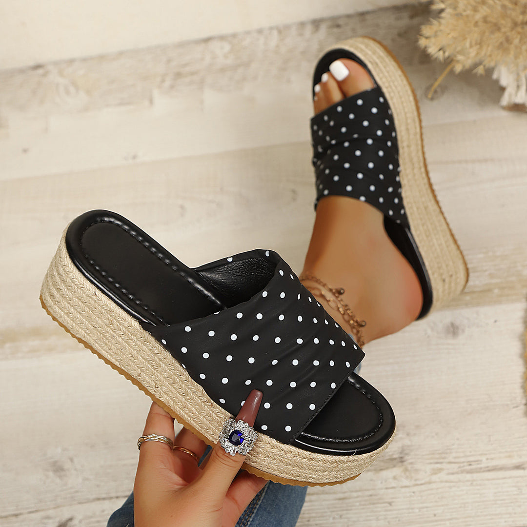 Damen Wedge-Pantoletten mit gepunktetem Design und flexiblem Fußbett R&B