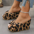 Damen Wedge-Sandalen mit verspieltem Schleifen-Design und tierischer Musterung R&B