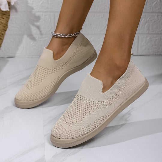 Damen Slip-On Sneakers mit atmungsaktivem Strickoberteil und flexiblem Sohlenprofil R&B