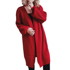 Damen Oversized Strickjacke mit tiefem V-Ausschnitt und lässigem Schnitt R&B