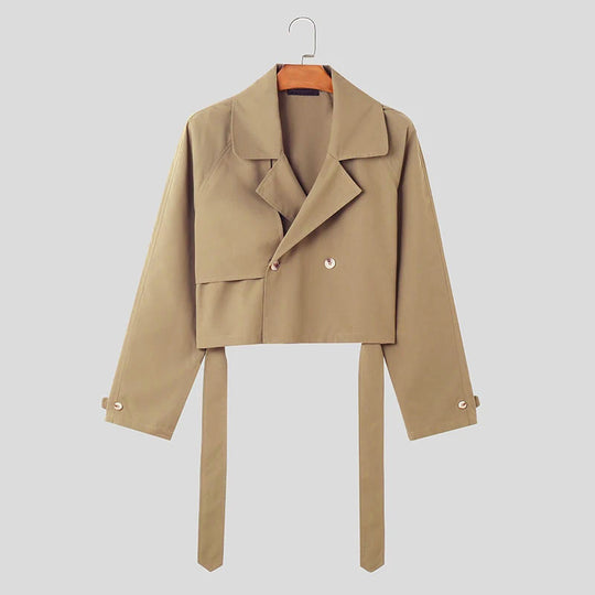 Damen Kurze Jacke mit doppelter Knopfleiste und bindbarem Saum R&B