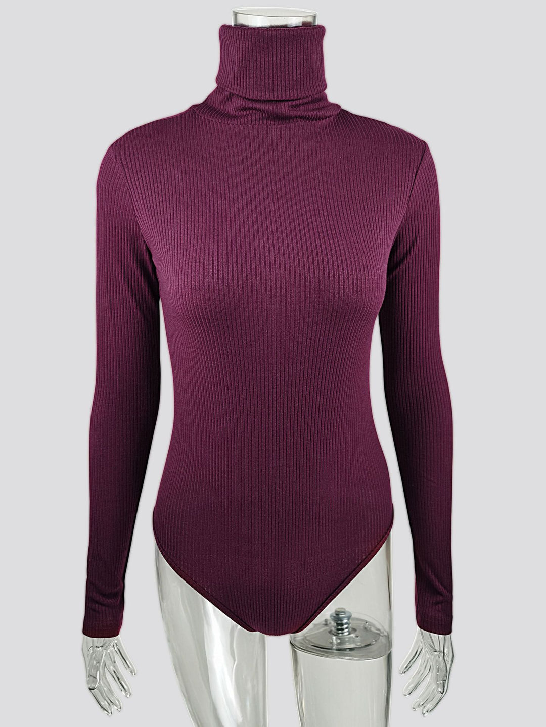 Damen Figurbetontes Langarmbody mit hohem Kragen R&B