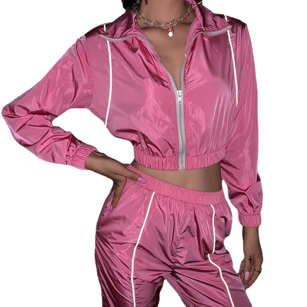 Damen Sportliches Trainingsset mit reflektierenden Details und elastischem Bund R&B
