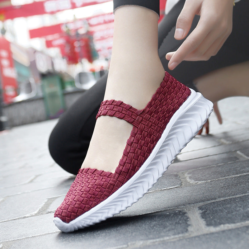 Damen Atmungsaktive Slip-On Freizeit-Schuhe mit elastischem Obermaterial