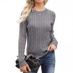 Damen klassischer Strickpullover mit Zopfdesign R&B