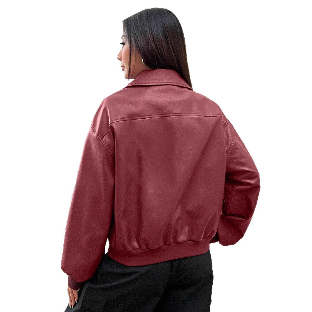 Damen Trendige Oversize-Jacke mit voluminösen Ärmeln und Reißverschluss R&B