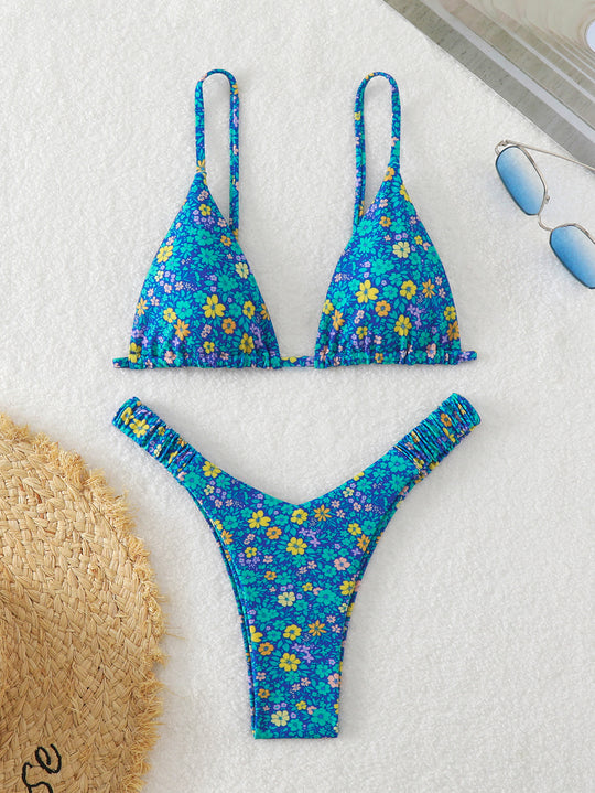 Damen Triangel-Bikini mit floralen Mustern R&B