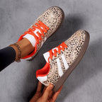 Damen nan Leopardenmuster Wildlederoptik Sneaker mit ergonomischer Polstersohle und rutschfester Gummisohle R&B