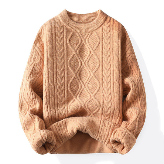 Damen Grobstrickpullover mit zeitgemäßem Zopfmuster und klassischem Rundhalsausschnitt R&B
