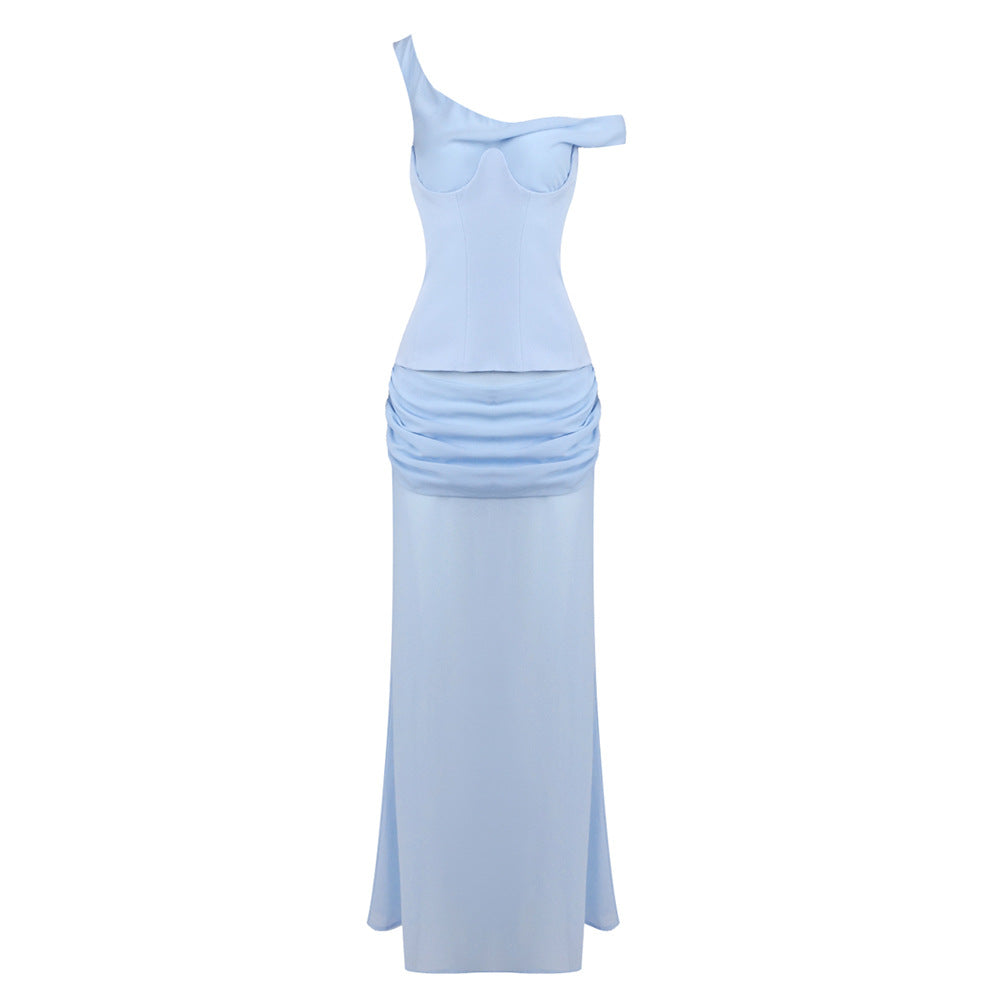 Damen Elegantes Maxikleid mit asymmetrischem Design und raffinierten Drapierungen R&B