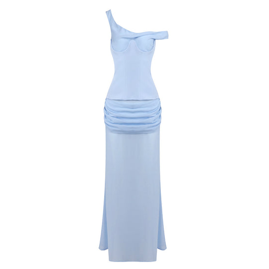 Damen Elegantes Maxikleid mit asymmetrischem Design und raffinierten Drapierungen R&B
