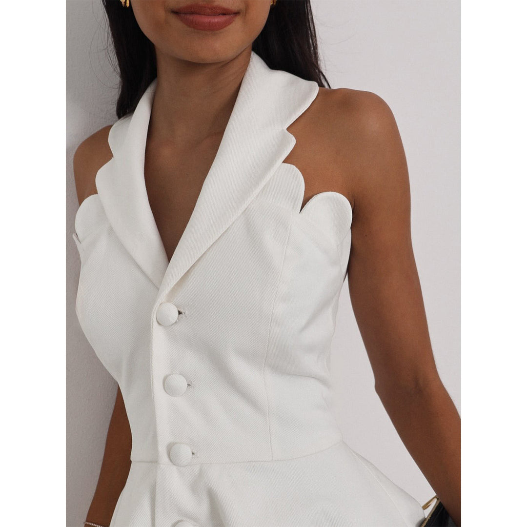Damen Kleid mit schickem Kragen und Knopfdetails R&B