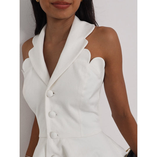 Damen Kleid mit schickem Kragen und Knopfdetails R&B
