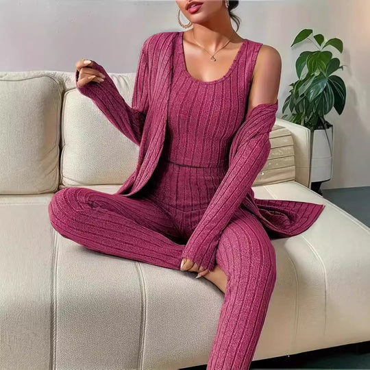 Damen komfortables Strick-Loungewear Set R&B