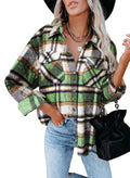 Damen Karo-Hemdenjacke im Oversized-Stil mit Druckknopfverschluss R&B