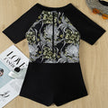 Damen Sporteinteiler mit floralem Design und kurzem Arm R&B