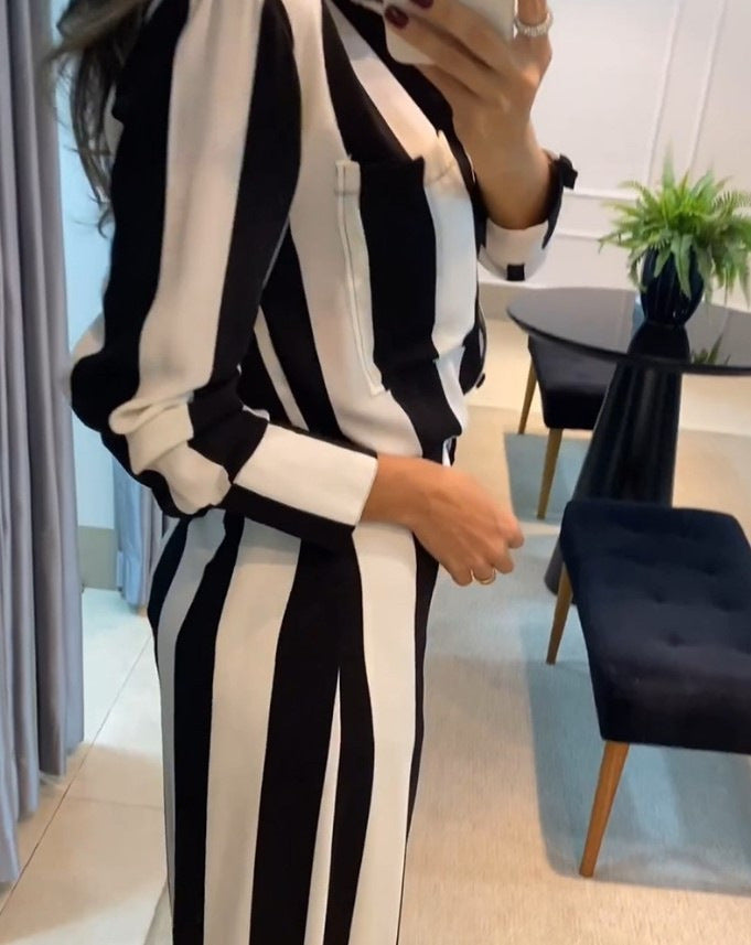 Damen Lässiger Jumpsuit mit breiten Streifen und tailliertem Schnitt R&B