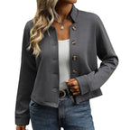 Damen stylische Jacke mit Knopfdetails und modernem Schildkragen R&B