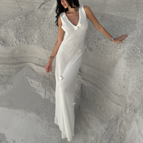 Damen Maxi-Strickkleid mit raffinierten Blumenapplikationen R&B