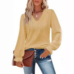 Damen Bluse mit Spitzenmuster und Ballonärmeln R&B