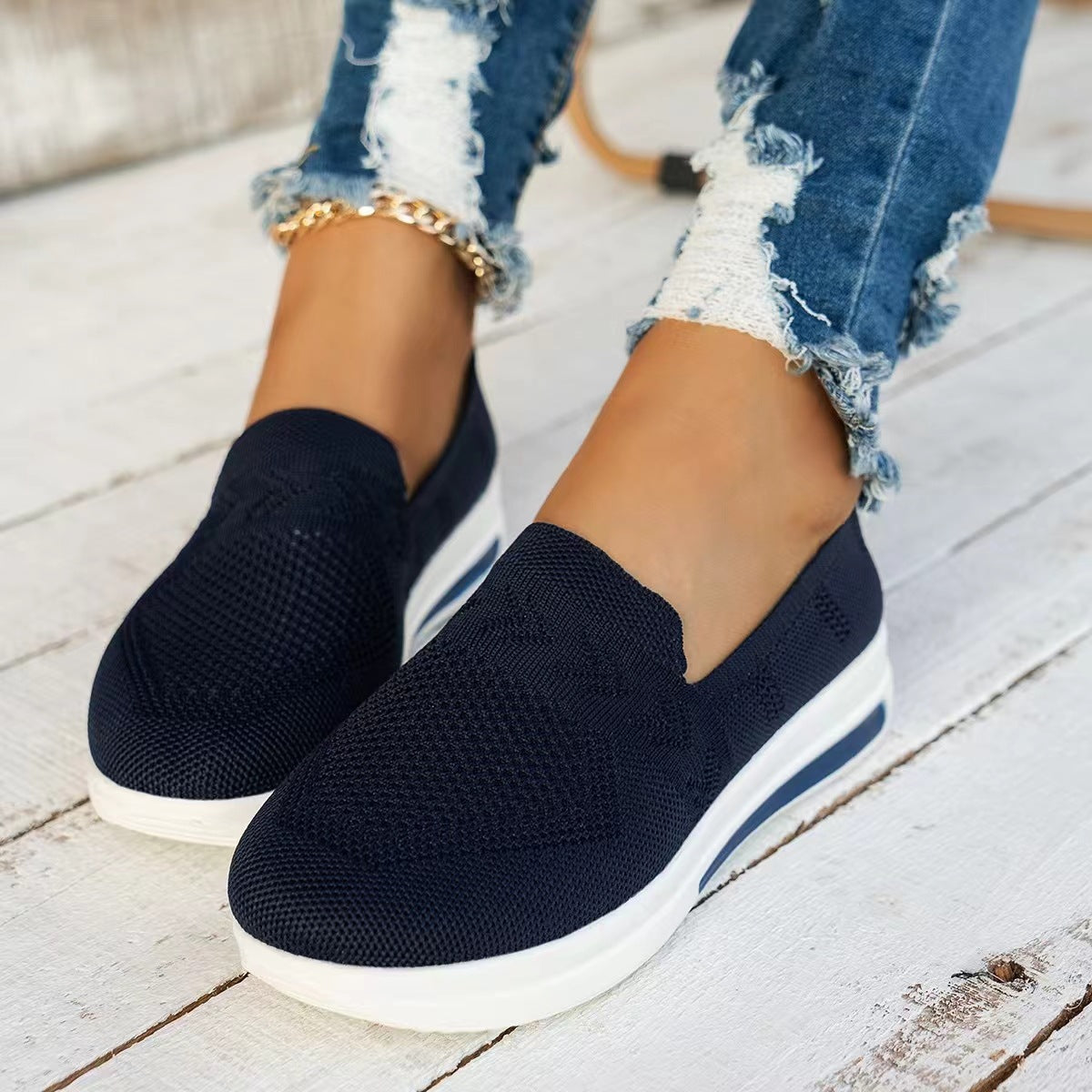 Damen Komfortable Sportliche Slip-On Sneakers mit atmungsaktiver Oberfläche R&B