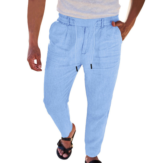 Herren lässige Leinenhose mit elastischem Bund und praktischen Seitentaschen R&B