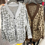 Damen Leichter Strickcardigan mit strukturiertem Leopardenmuster R&B