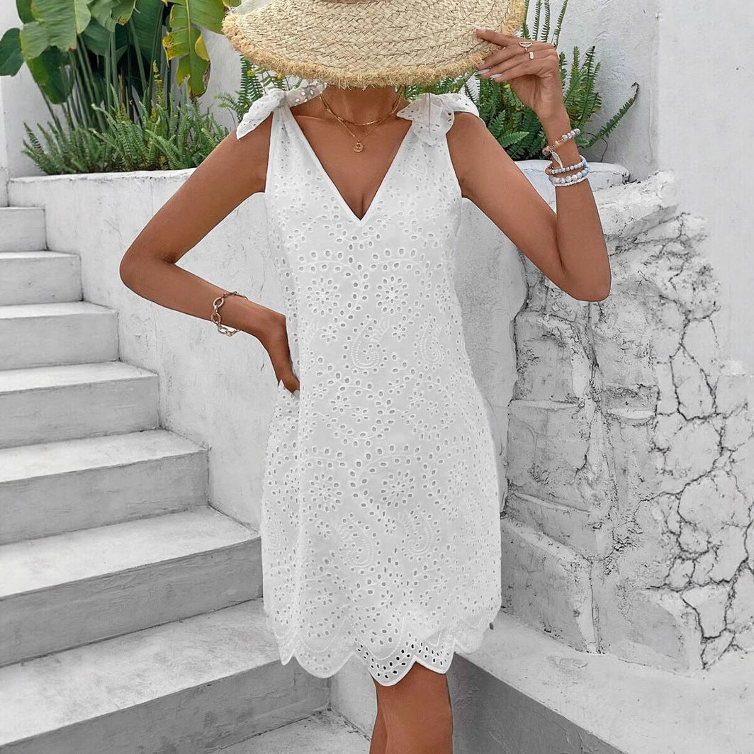 Damen Sommerliches Kleid mit verspieltem Cut-Out und Schleifendetails R&B