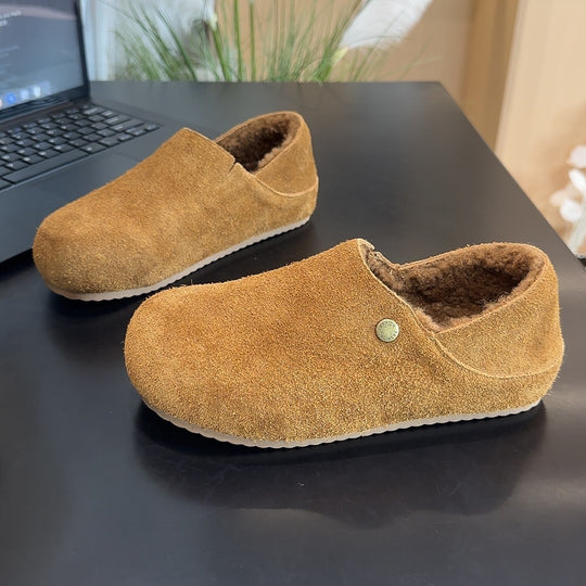 Damen Hausschuhe aus kuscheligem Veloursleder mit komfortablem Innenfutter R&B