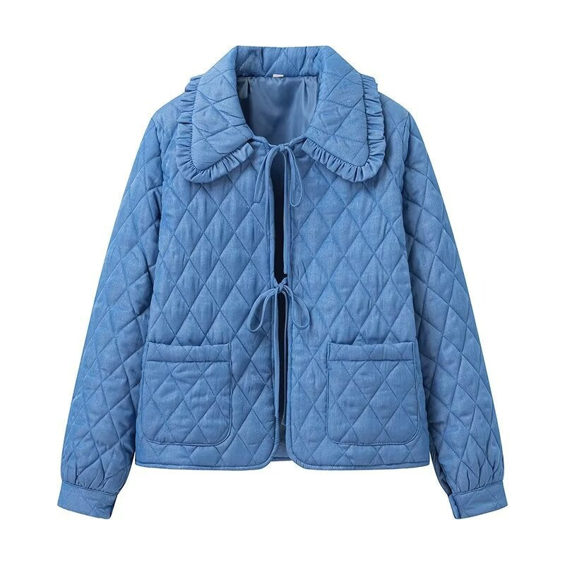 Damen gesteppte Übergangsjacke mit großem Kragen und praktischen Taschen R&B