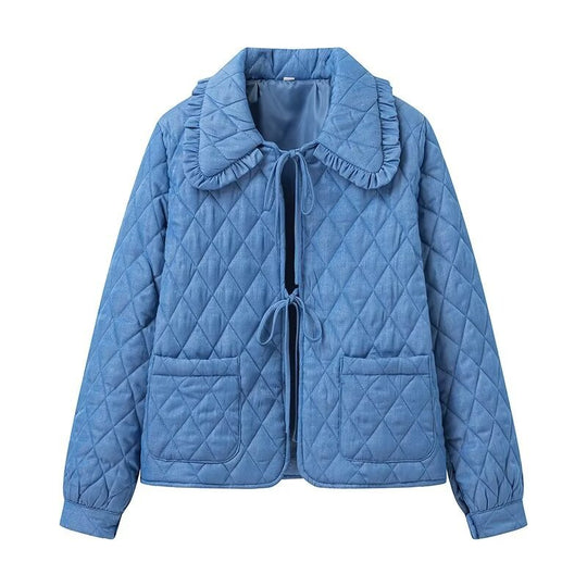 Damen gesteppte Übergangsjacke mit großem Kragen und praktischen Taschen R&B