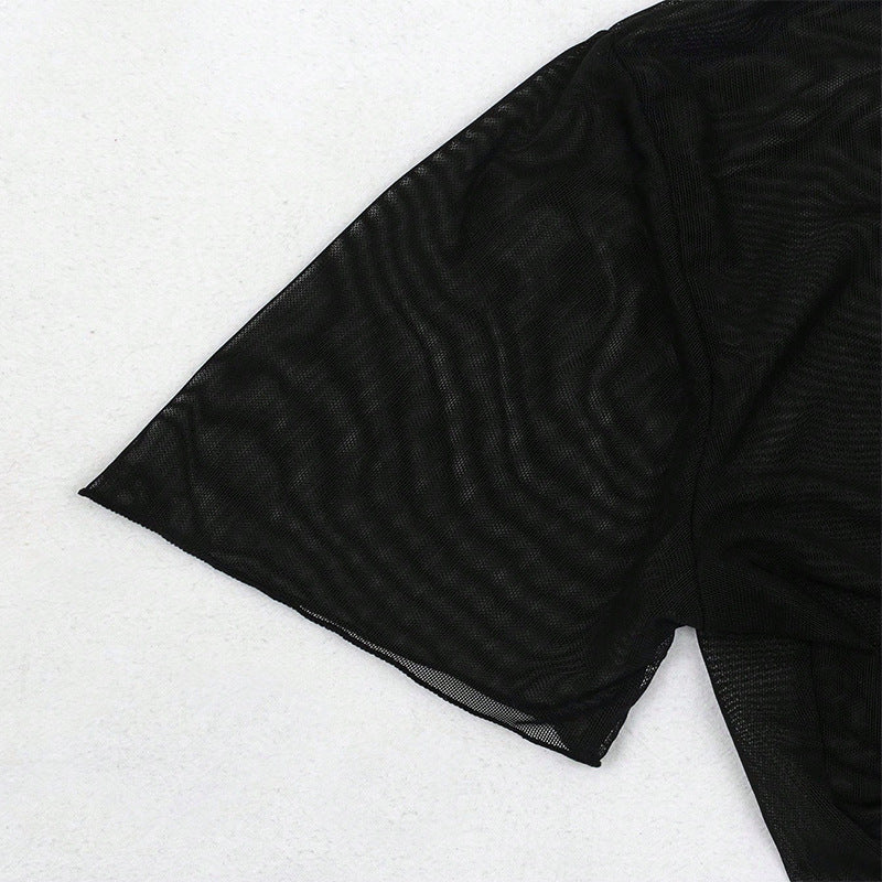 Damen Crop-Top mit V-Ausschnitt und dekorativem Bindand