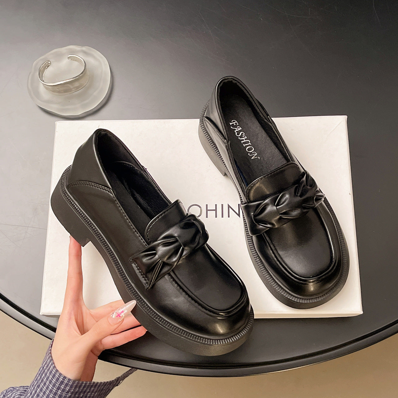 Damen elegante Loafer mit Knoten-Detail und komfortabler Plateausohle R&B