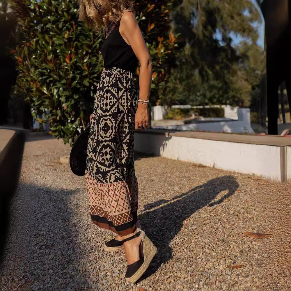 Damen Maxirock mit floralem Design und voluminösem Saum R&B