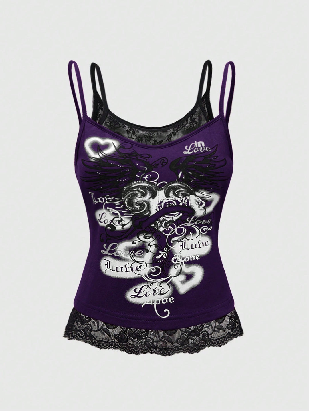 Damen Spitze Cami Top mit Grafischem Print R&B