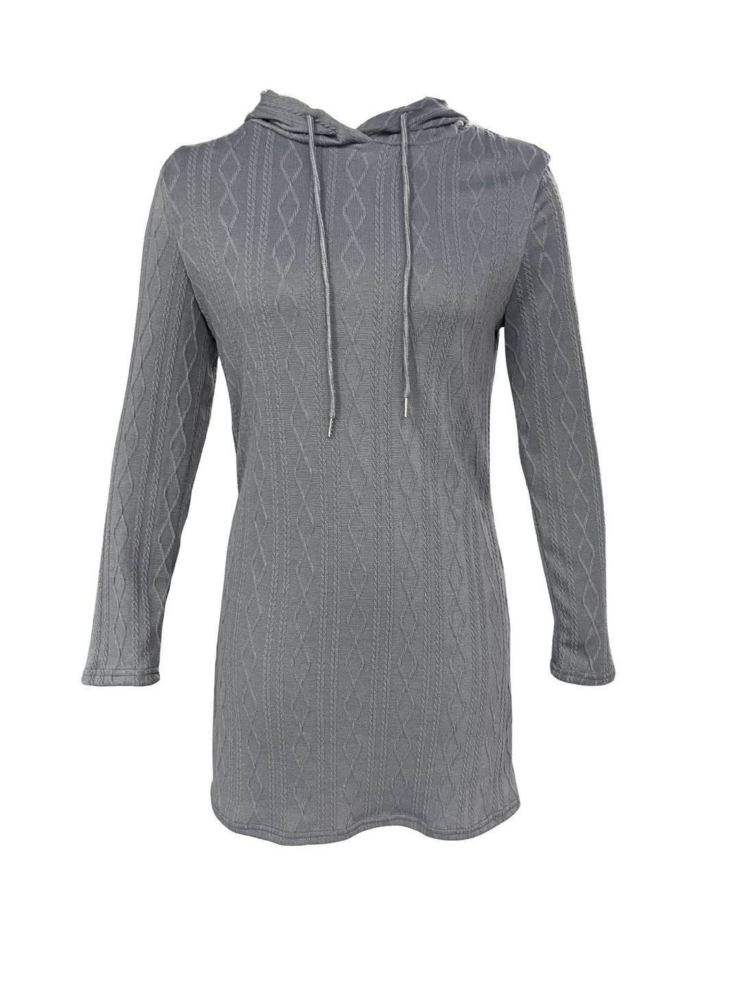 Damen Kapuzenkleid mit strukturiertem Strickmuster und lässigem Schnitt R&B